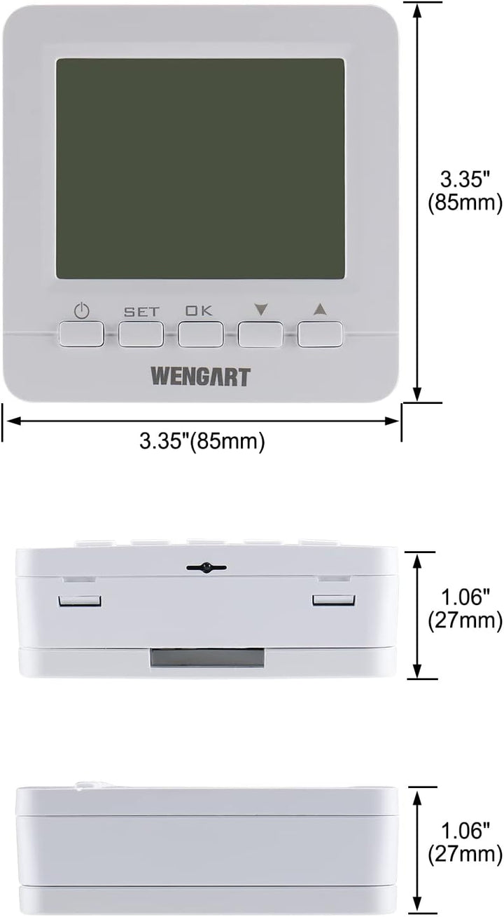 Wengart Gas-Kamin-Thermostat WG02B05BW, batteriebetrieben, Digitale LCD-Anzeige, programmierbar, COM