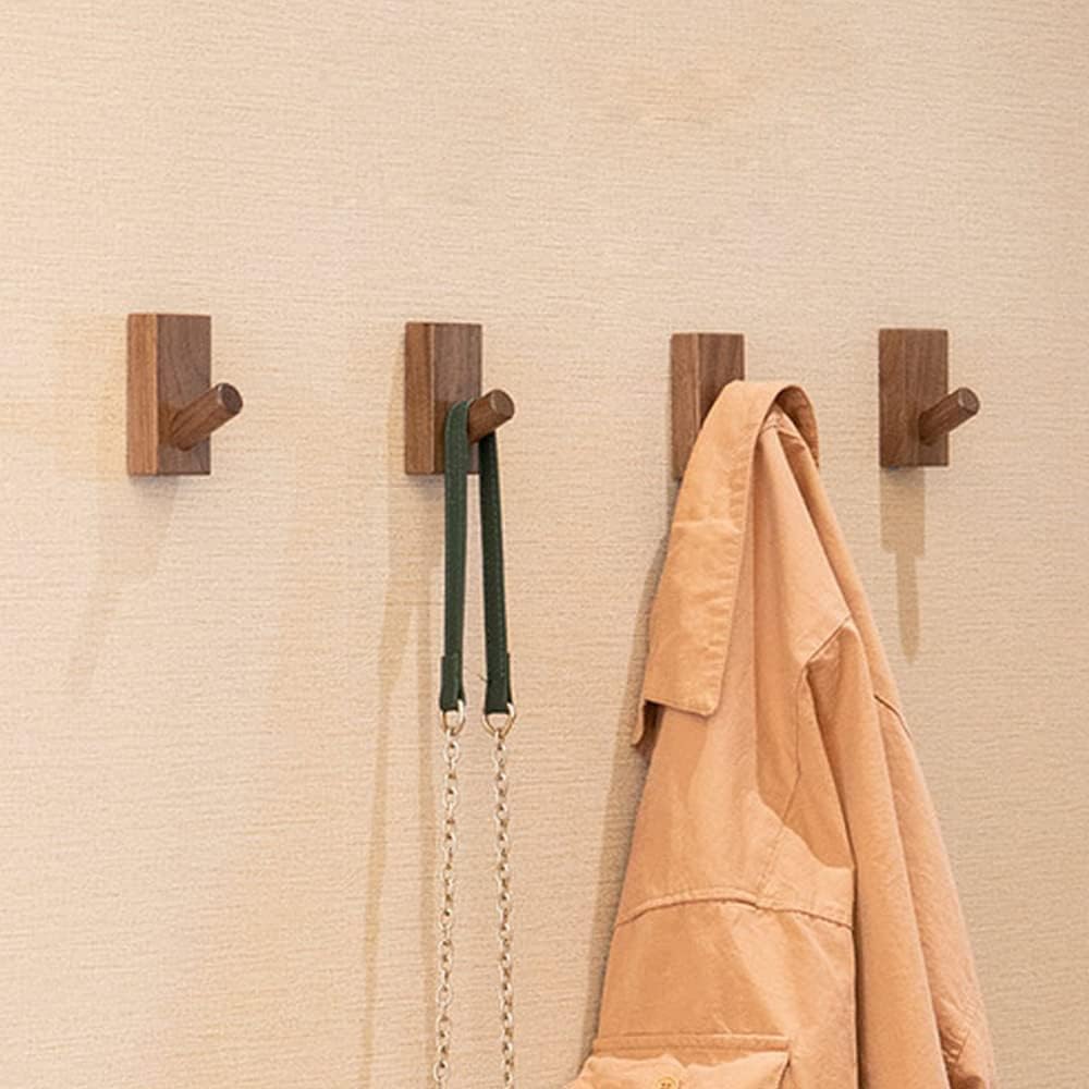 HomeDo 4Pack Selbstklebend Wandhaken Holz, Kleiderhaken, Dekorative Garderobenhaken, Vintage Gardero