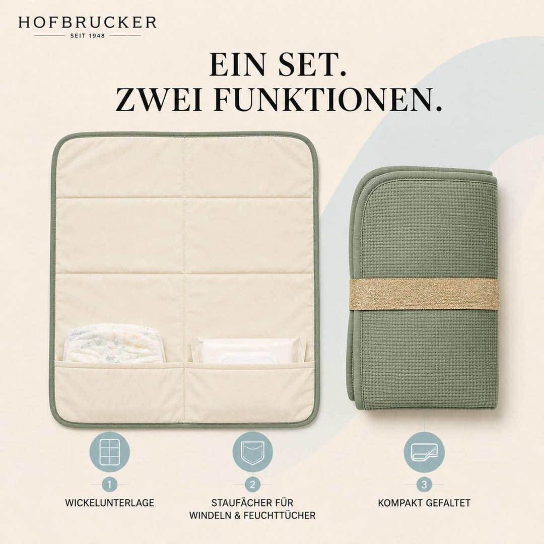 Hofbrucker® Windeltasche, Wickeltasche mit Wickelunterlage für unterwegs, faltbare Wickelclutch mit