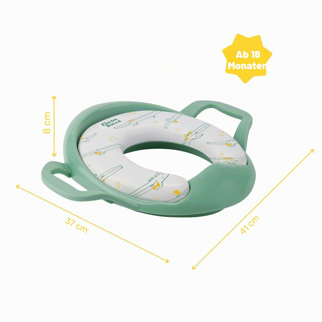 Badabulle Toilettensitz Kinder mit Griffen & weichem Sitz - Rutschfester Toilettenaufsatz mit Krokod