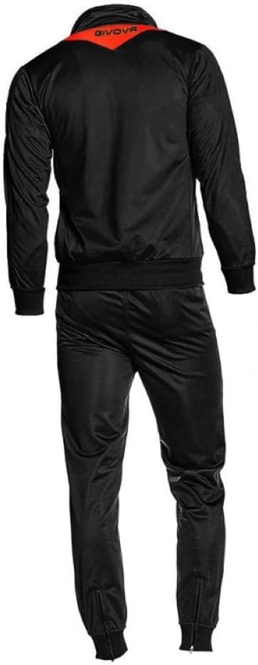 Givova TR018 Herren Visa Trainingsanzug, Mehrfarbig (schwarz/orange fluo), M