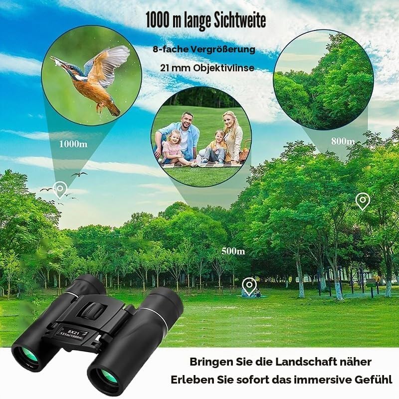Leistungsstarkes Fernglas für Erwachsene - Kompaktes Fernglas 8x21 mit FMC Objektiv BAK4 Prisma, kle