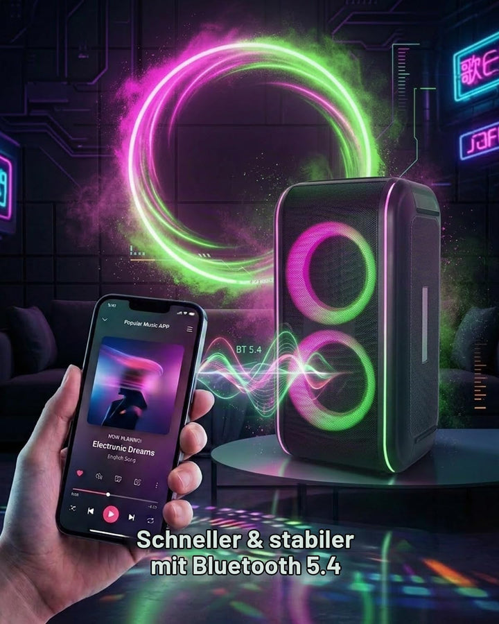 GKD62 Karaoke-Maschine für Erwachsene und Kinder, 400W Tragbarer Bluetooth-Partylautsprecher mit 2 F