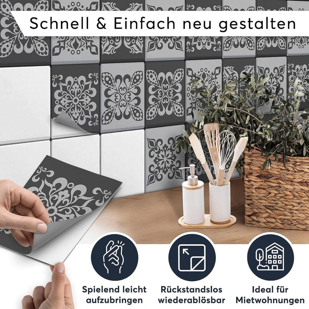 CREATISTO Klebefliesen Stickerfliesen Fliesenfolie - Klebe Folie für Wandfliesen I Klebefliesen Deko