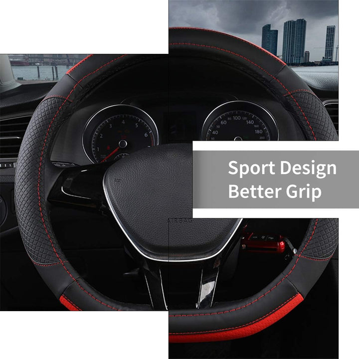 Ergocar Sport D-Form Auto Lenkradbezug Rutschfester Auto Lenkradschutz Mikrofaser PU Leder für Durch