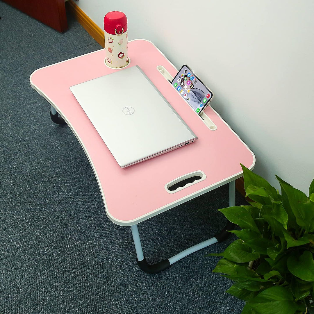 Verstellbarer Laptop-Schreibtisch, faltbarer Arbeitstisch mit Getränkehalter, rutschfestes Kissen, l