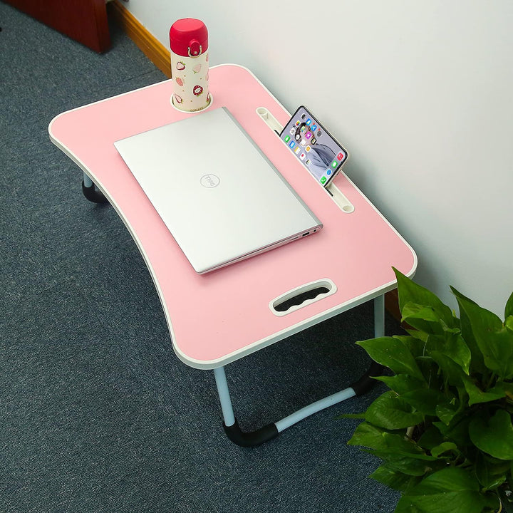 Verstellbarer Laptop-Schreibtisch, faltbarer Arbeitstisch mit Getränkehalter, rutschfestes Kissen, l