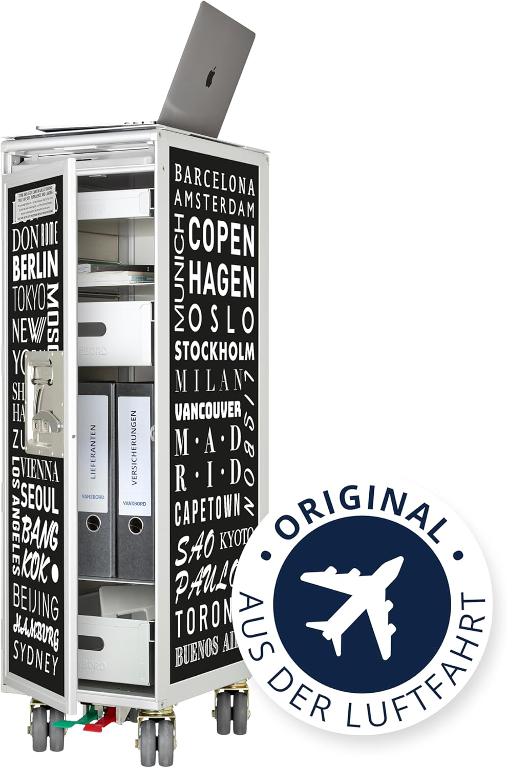 Flugzeugtrolley Cosmopolitan Schwarz, Gebrauchtes Original aus der Luftfahrt - ausgemustert und hoch