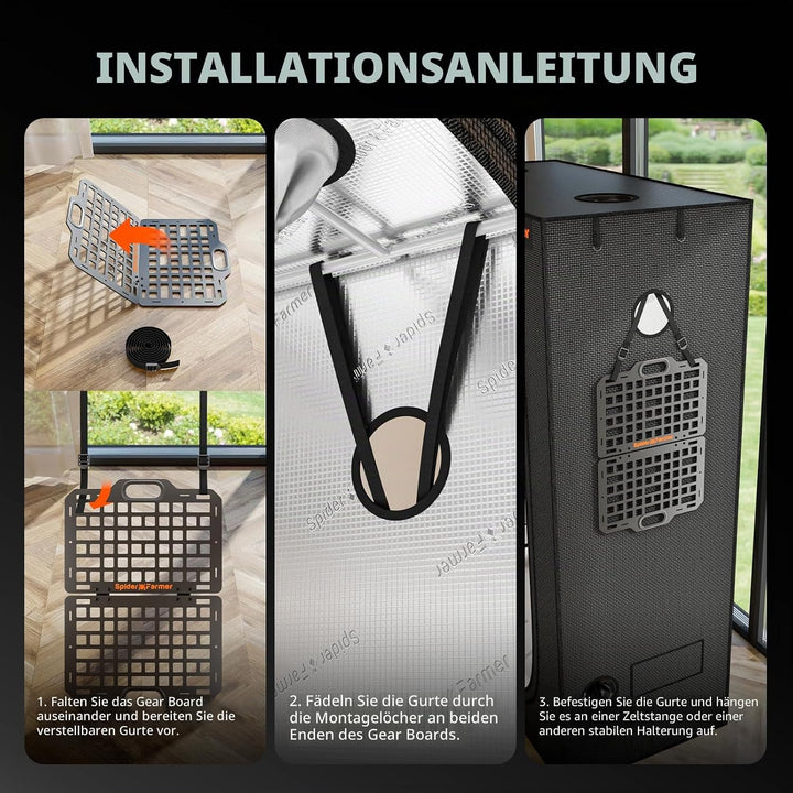Spider Farmer Growzelt Ausrüstungsboard, 2026 Neues faltbares Grow Tent Gear Board, Robustes Geräte