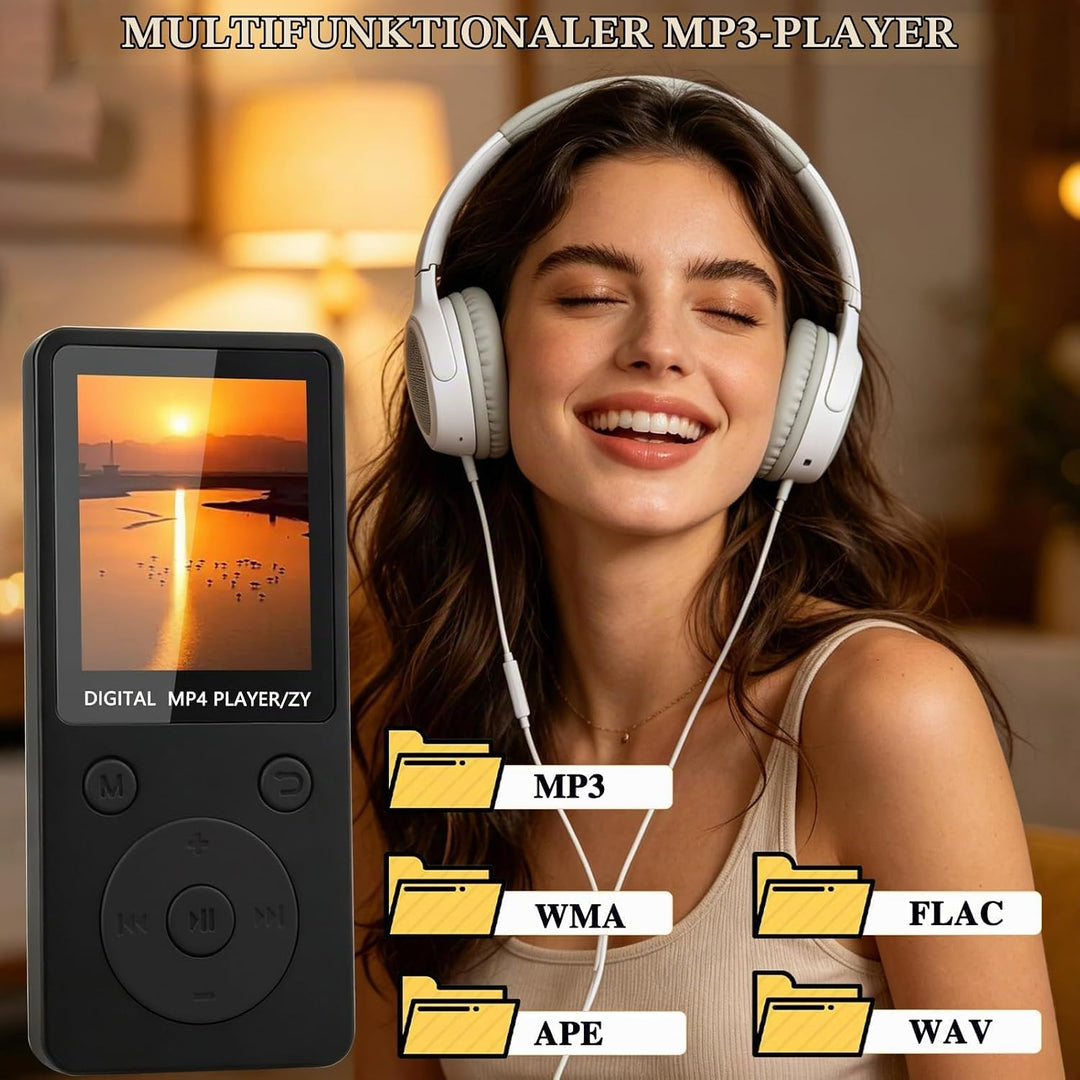 MP3 Player Bluetooth 5.3 mit 32 GB Speicher, MP3 Player mit Lautsprecher, 1,8 Zoll HiFi Music Player