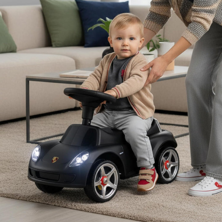 sun baby Rutschauto ab 18 Monaten – Porsche Carrera GT – Lenkrad mit Knöpfen, Scheinwerfer, realisti