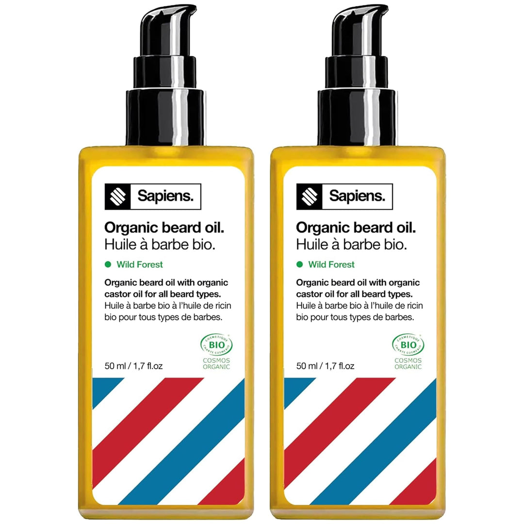 Sapiens Barbershop Bartöl Herren - BIO Bartpflege Öl Cosmos Organic Zertifiziert mit Rizinusöl - Bar