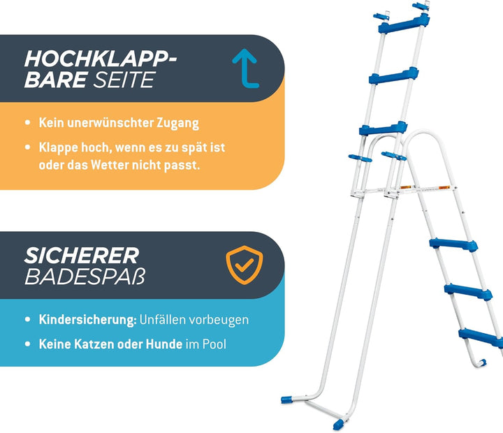 Summer Waves Edelstahl Poolleiter für Pools bis 91cm - Robust & rutschfest - Einfache Montage - Sich