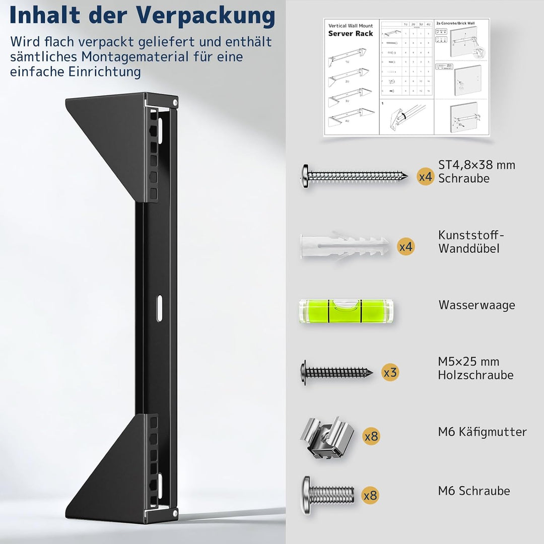 2HE 19 Zoll Wandhalterung Rack, Vertikale &amp; Untertisch Montage, Stahl Server Rack Halter für Netzwer