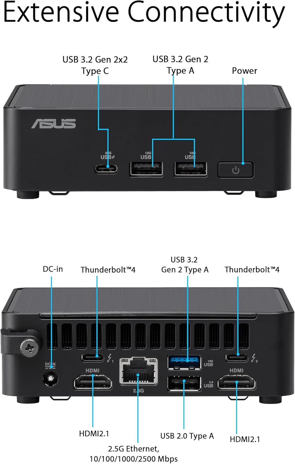 ASUS NUC 14 Pro Slim Kit RNUC14RVKU500002I (Intel Core U5 125H Prozessor, Intel Arc Grafik, Intel Wi