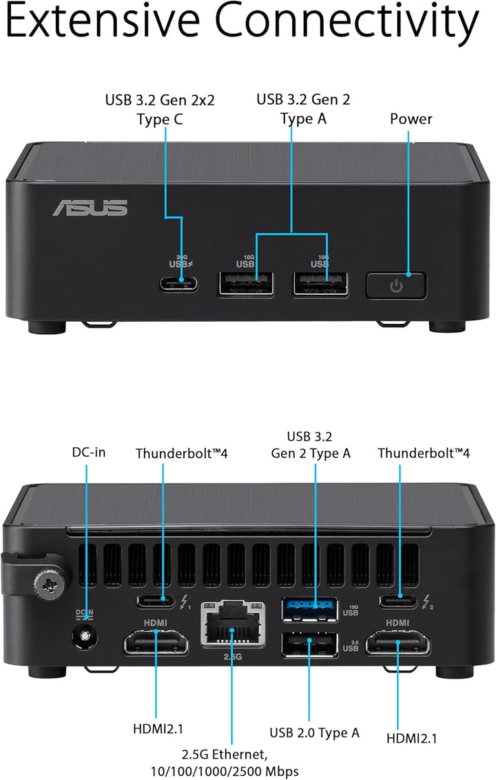 ASUS NUC 14 Pro Slim Kit RNUC14RVKU500002I (Intel Core U5 125H Prozessor, Intel Arc Grafik, Intel Wi