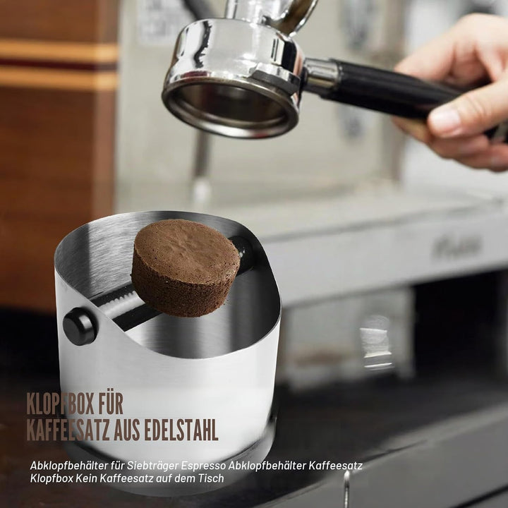 Abklopfbehälter für Siebträger, Kaffeesatz Abschlagbehälter, Kaffeesatzbehälter, 700 ml Knock Box, E