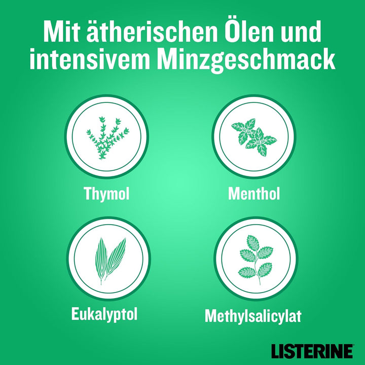 LISTERINE Fresh Mint (4 x 750 ml), antibakterielle Mundspülung mit ätherischen Ölen für einen frisch