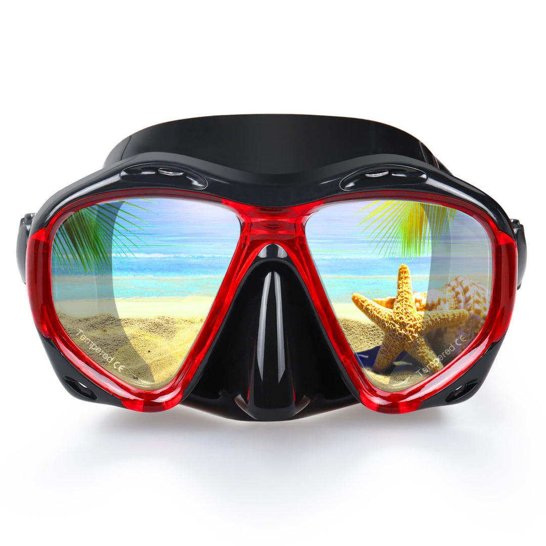Taucherbrille für Erwachsene mit Anti-Nebel Schnorchelmaske, Schwimmmaske gehärtetem Glas und Nasena