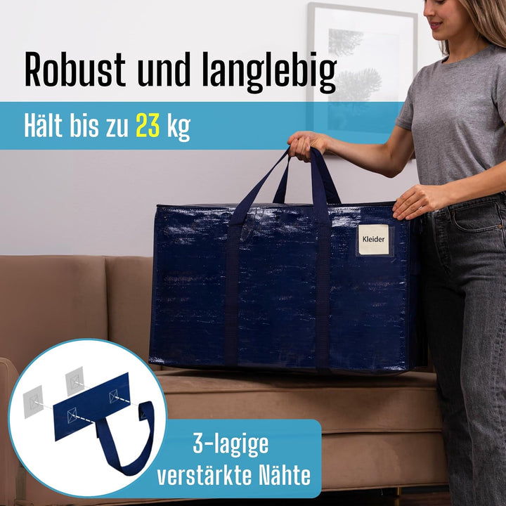 VENO 102 Liter Grosse Aufbewahrungstasche, Aufbewahrungsbox mit Deckel, Starke Griffe Umzugstaschen
