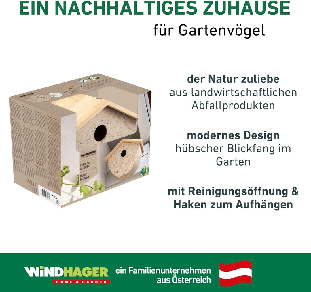 Windhager Nistkasten Recovery ÖKO, Nisthilfe für Kohlmeise, Haussperling und Trauerschnäpper, Vogeln