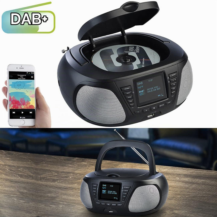 VR-Radio CD Radio: Mobile Stereo-Boombox mit DAB+/FM, Bluetooth, CD, AUX, 10 Watt (CD Radios, tragba