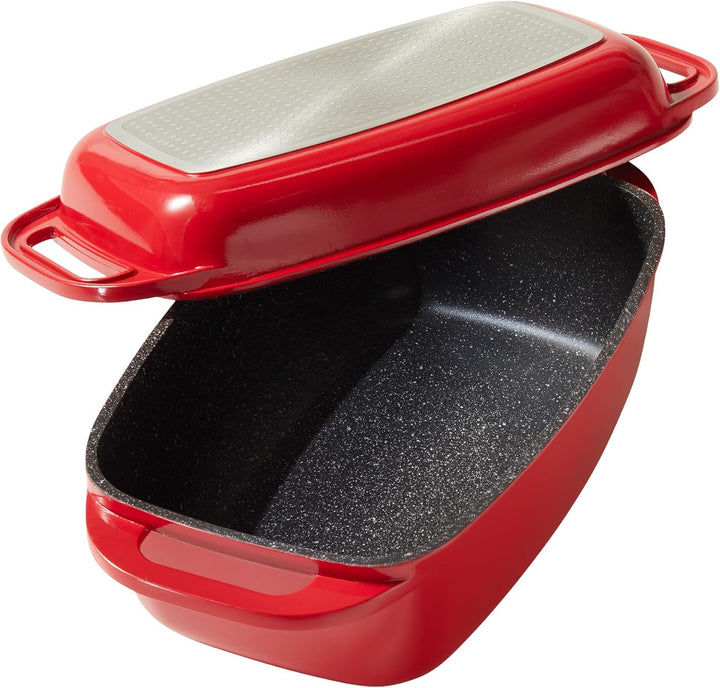 STONELINE Aluguss Bräter mit Deckel 40x22 cm, 5,6 L Bräter Induktion Backofengeeignet Für alle Herda