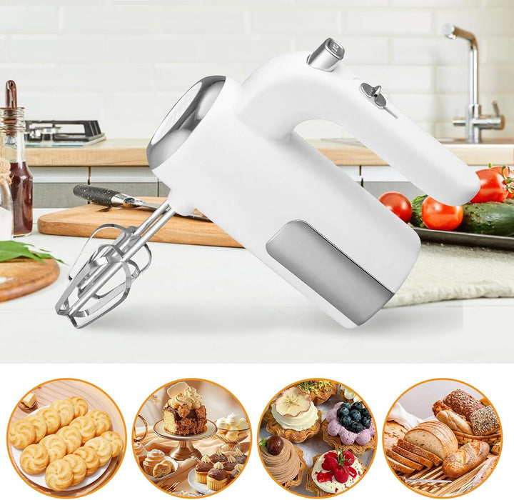 Handmixer 400W, Handrührgerät mit 5 Stufen &amp; Turbo-Funktion, Edelstahl Rührgerät Hand Mixer mit 2 Rü