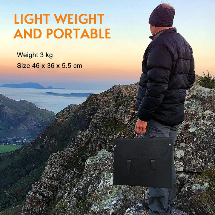 Powkey Solarpanel 60W Faltbares Solarpanel Monokristallines Solarmodul mit USB C 2*QC3.0 Port 12-18V