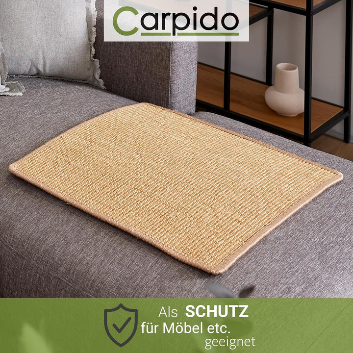 Carpido Kratzmatte für Katzen - Fussmatte Sisal Kratzteppich - natürliche Sisalmatte robust - Vorleg