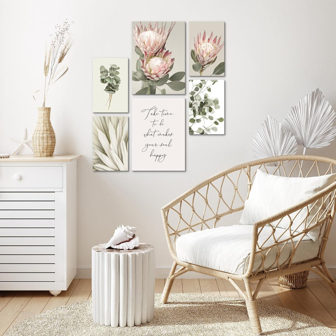 Novart Bilder Set - AUFHÄNGFERTIG - KEIN EXTRA Rahmen BENÖTIGT - Blätter Pflanzen Modern Olivgrün -