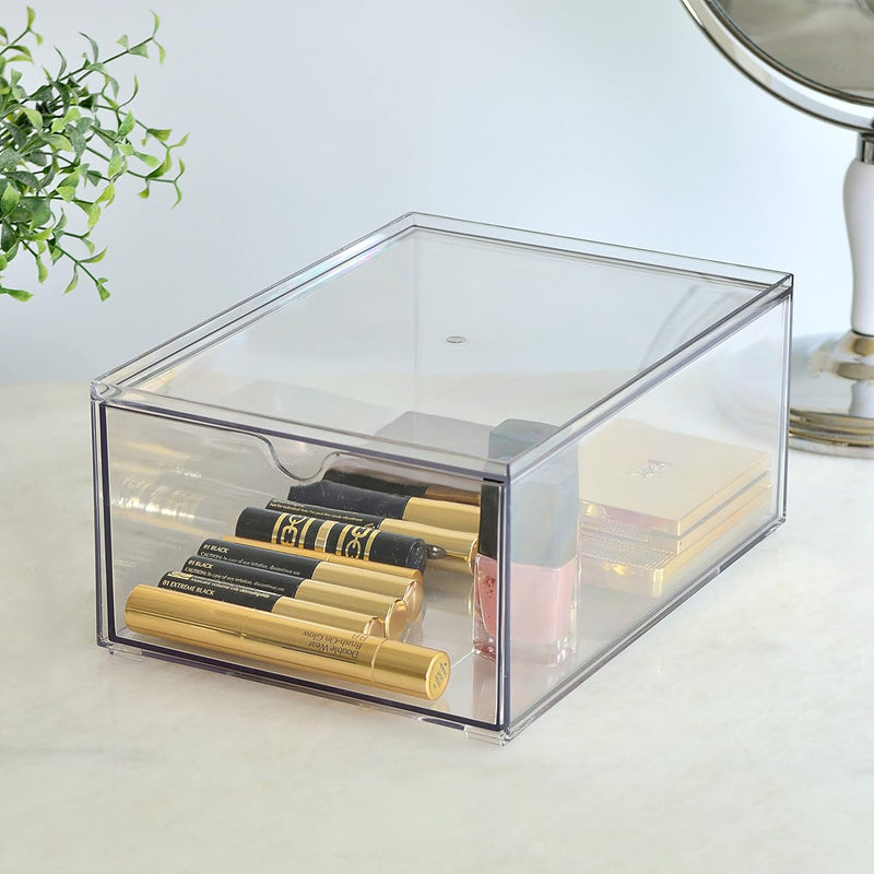 Youngever 2er-Pack Organizer Schubladenbox, 23 cm x 16,5 cm x 10 cm stapelbarer Make-up Organizer, S
