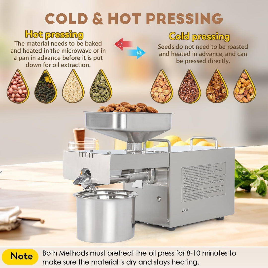CGOLDENWALL 1200W Automatische Ölpresse Maschine Ölgewinnung bis zu 55% Muttern Samen Ölpresse Press
