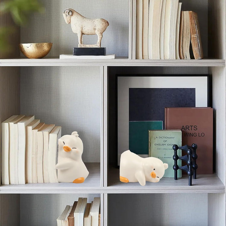 Suerhatcon Niedliche Ente Buchstützen Kreative Harz Buchständer rutschfeste Buch Holder für Zuhause,