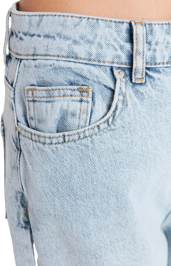 TRENDYOL Damen Herren Hoher Bund Wide Leg Jeans 32 Light Blue, 32 Light Blue
