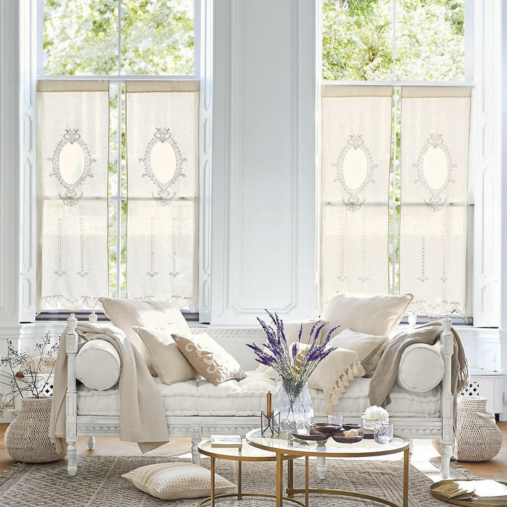 Loberon® Gardine Loiret, Leinen, H/B ca. 180/60 cm, Creme