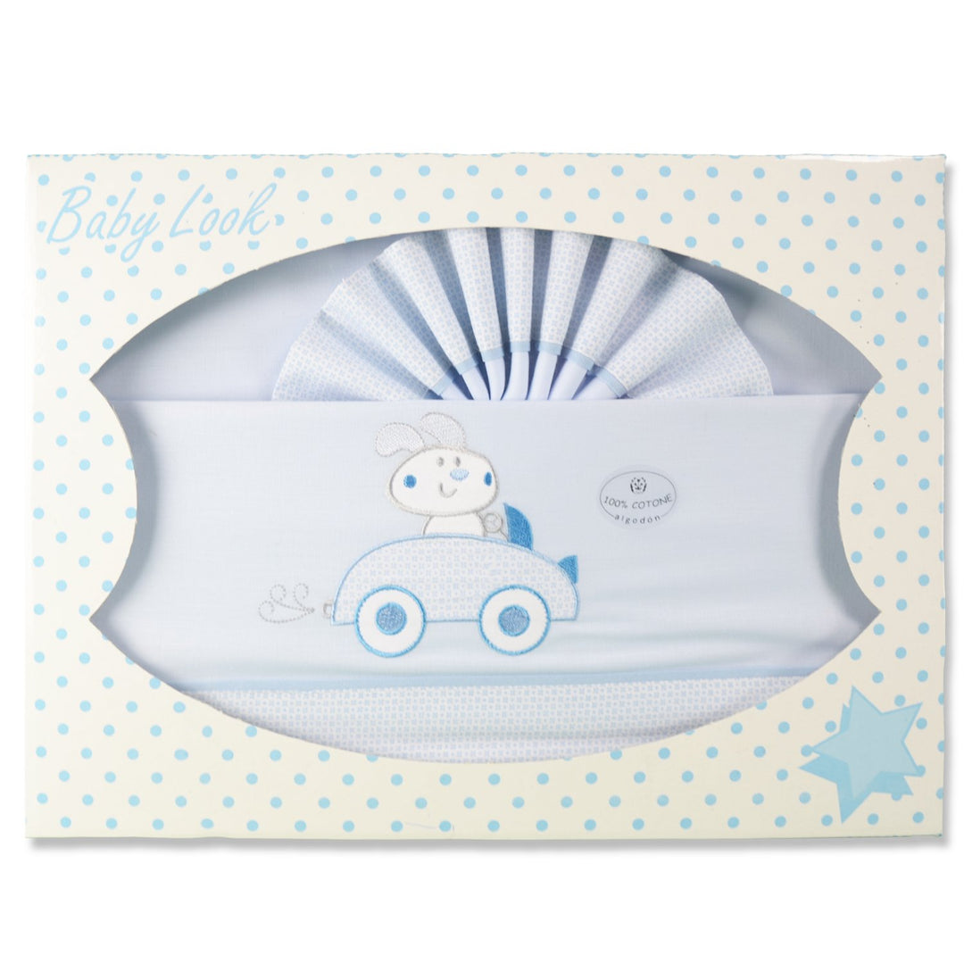 pekitas Bebe feine Bettwäsche 3 Teilig für Kinderbett 60 x 120 100% Baumwolle Made in Portugal blau