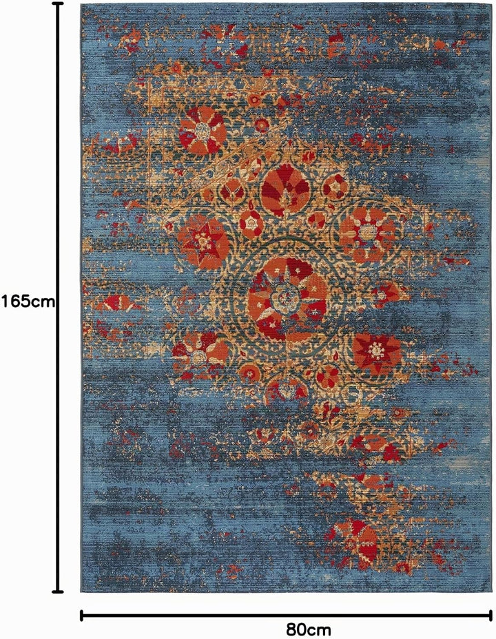 benuta PLUS In- &amp; Outdoor-Teppich Artis Multicolor/Blau 80x165 cm - Outdoor-Teppich für Balkon &amp; Gar
