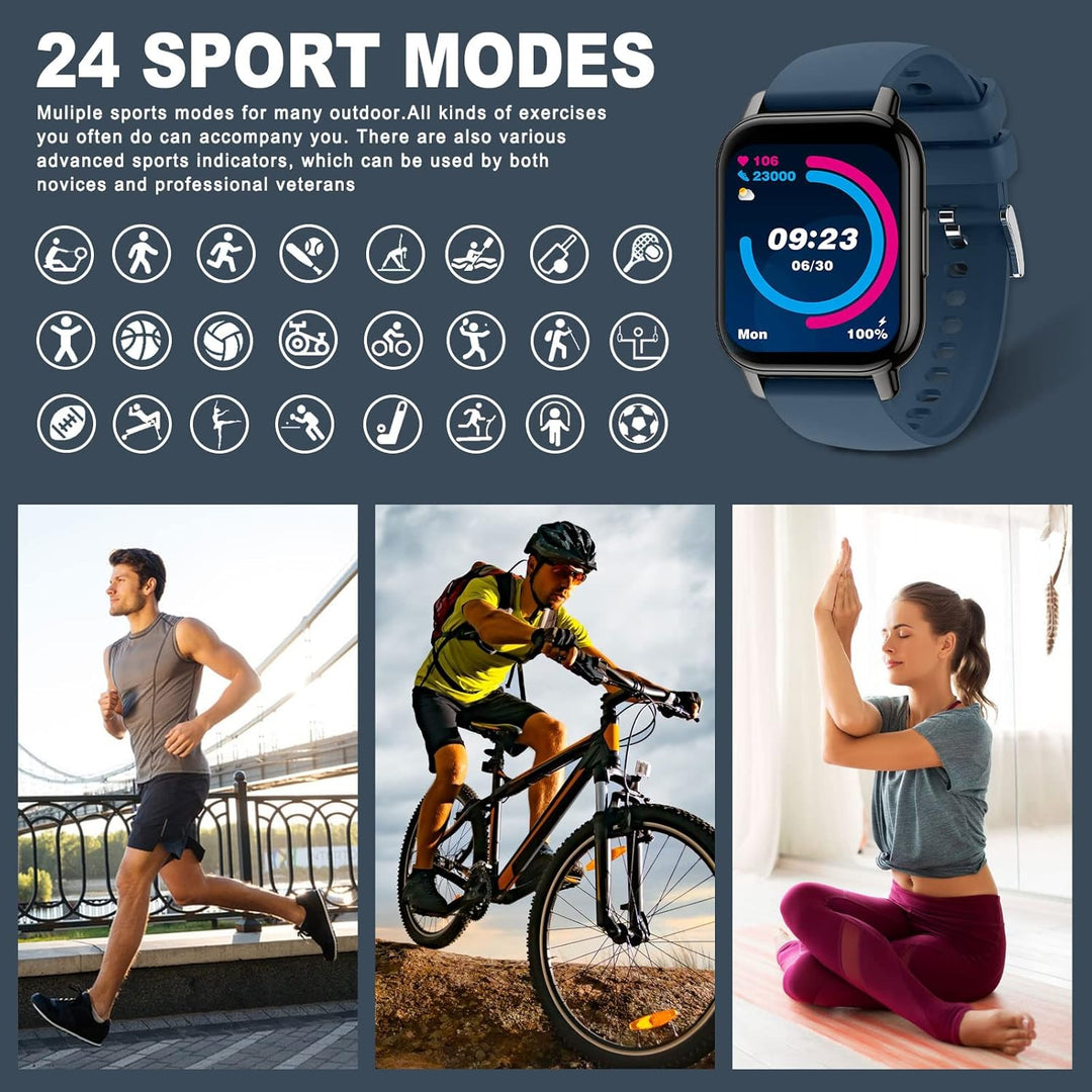 SUPBRO Smartwatch 1.85" Armbanduhr mit personalisiertem Bildschirm Bluetooth Anruf Musiksteuerung, H