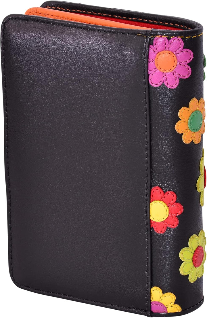 VISCONTI 100% Pur Leder Portemonnaie Damen RFID Schutz Geldbeutel Geldbörse Bifold Mehrfarbig Portmo