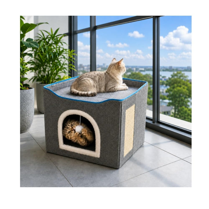 FURRYPAWS Katzenhöhle - Gemütliches Katzenhaus für drinnen und draussen, Ideal als Katzenhaus Indoor