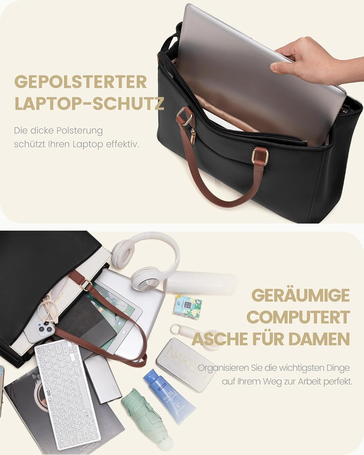 LOVEVOOK Laptoptasche Handtasche Damen 15,6 Zoll, Leicht Aktentasche Arbeitstasche Gross, Elegant La