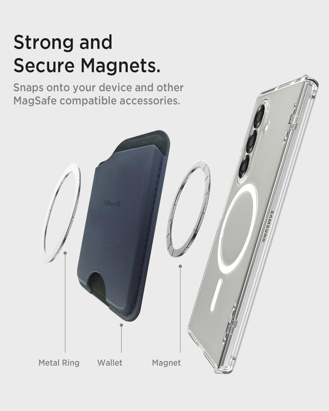 Miimall Kompatibel mit Samsung Galaxy Z Fold 7 Magnet Wallet, [Haltet 2-3 Karten] Dünn Leder Kartenh