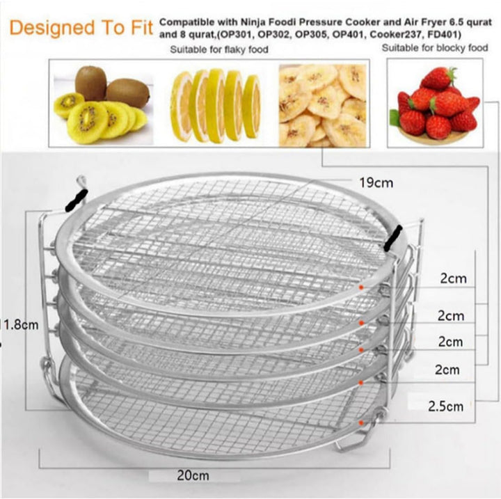Dehydrator Rack Edelstahl Ständer Zubehör, Kompatibel mit Instant Pot, 5 stapelbare Schichten, Silbe