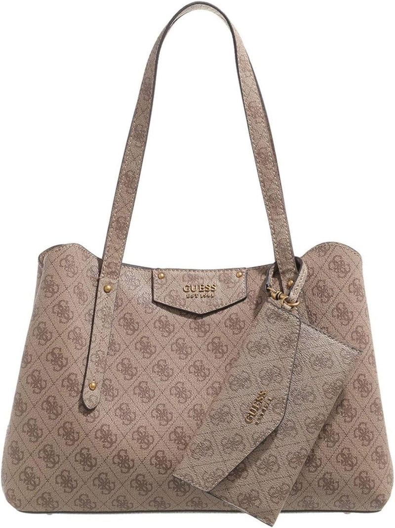 GUESS Damen Eco Brenton Girlfrie Tasche Latte Logo, Latte Logo