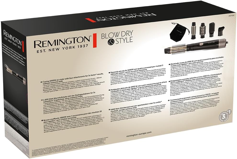 Remington Warmluftbürste [inkl. 4 Aufsätze: 38mm&50mm Rundbürste, Stylingdüse, Flachbürste] Blow Dry