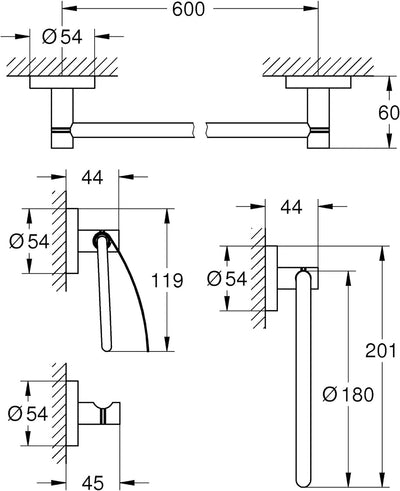 Grohe Essentials Master Bad-Set, 4-In-1, supersteel, 1 Stück, 40776DC1 Rund ( Supersteel ) Bad-Set 4