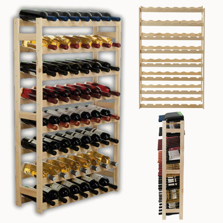 Flaschenregal, Weinregal Holz für 56 Flaschen, Weinschrank, Weinständer, Getränkeregal, Weinflaschen