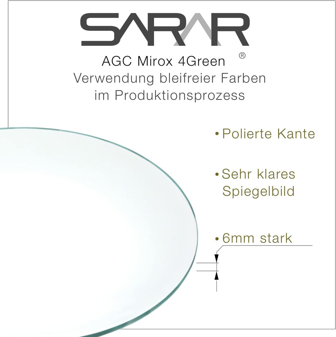 SARAR | Badspiegel Badezimmerspiegel KS6, Kristallspiegel, Wandspiegel Badezimmer, Klebespiegel ohne