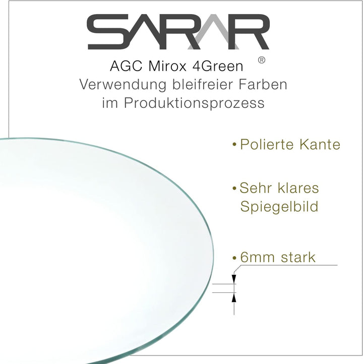 SARAR | Badspiegel Badezimmerspiegel KS6, Kristallspiegel, Wandspiegel Badezimmer, Klebespiegel ohne